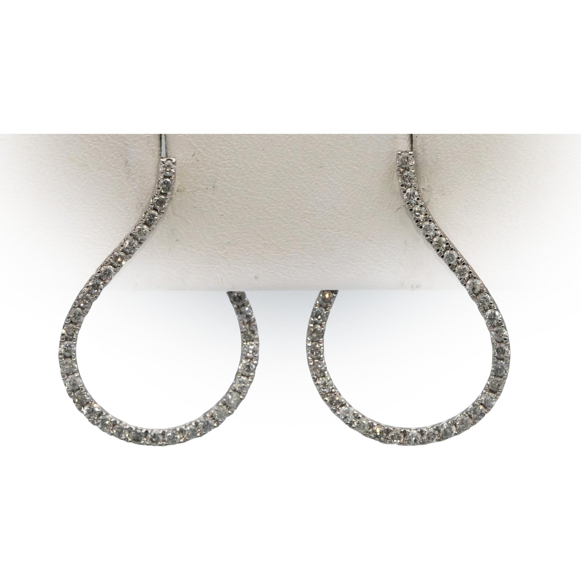 14k White Gold Round Prong Set Diamond Dangle Earrings 1.0CT