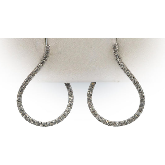 14k White Gold Round Prong Set Diamond Dangle Earrings 1.0CT