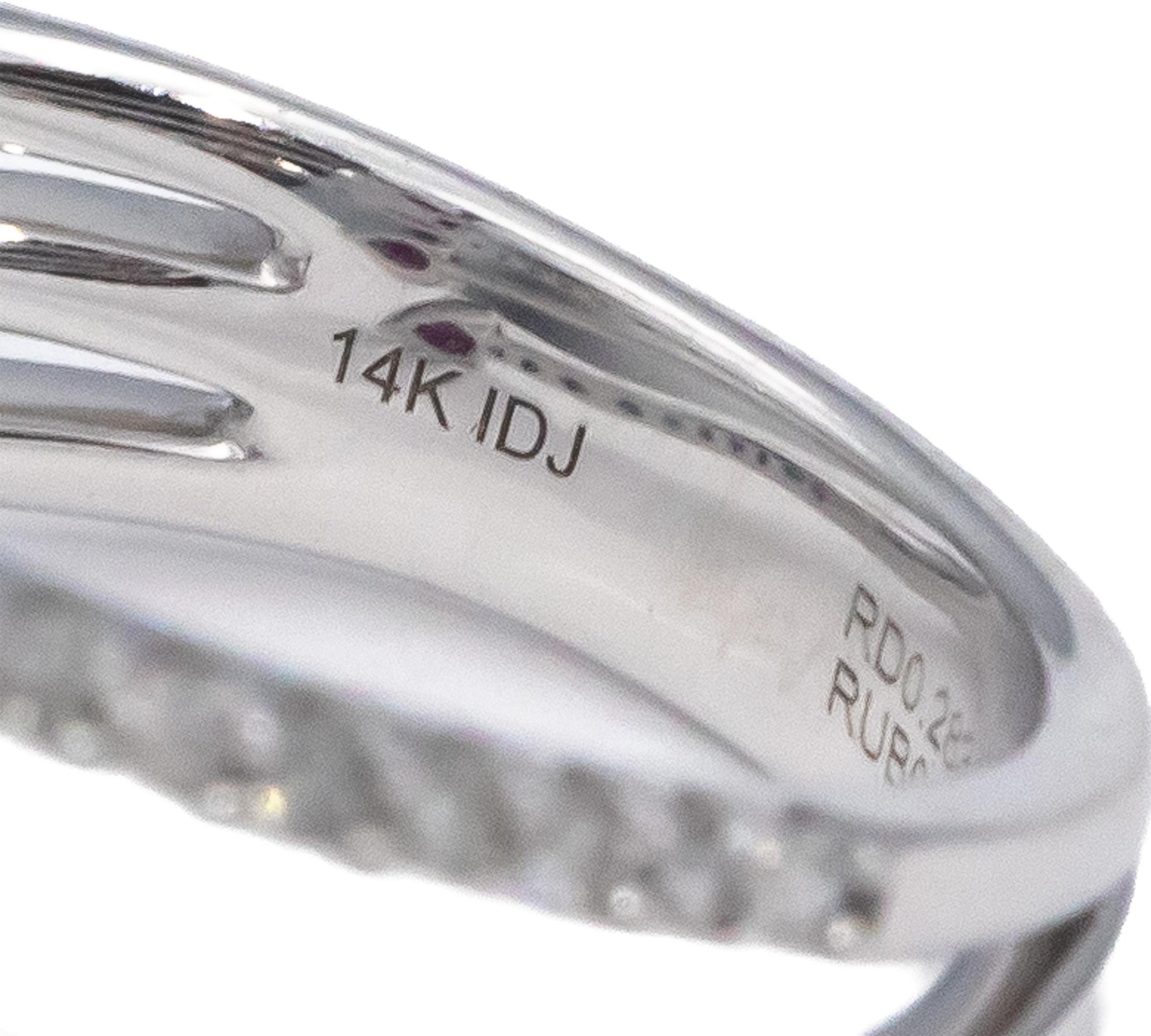 14k White Gold Diamond Ruby Spiral Bypass Ring 1.23CT Size 7