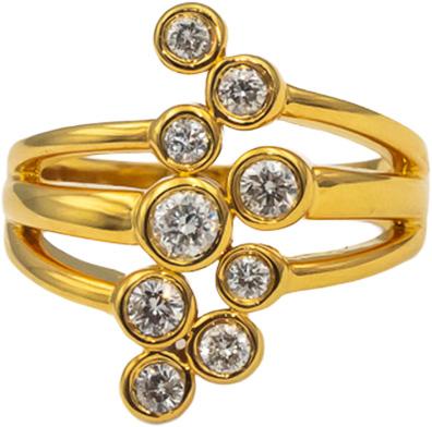 14k Yellow Gold Round Bezel Set Diamond Cocktail Ring 0.82CT Size 9