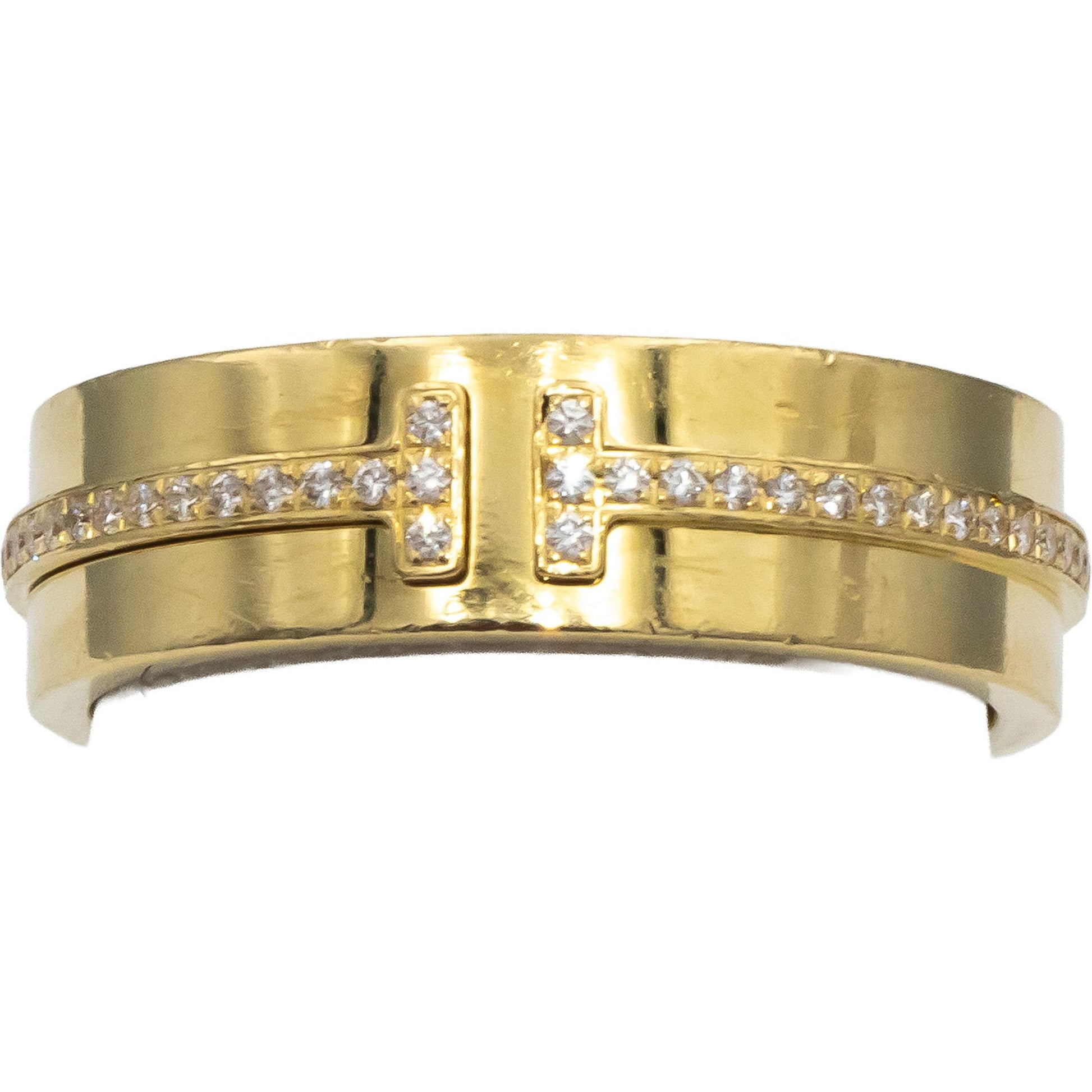 TIFFANY & CO. 18k Yellow Gold VS Round Diamond Tiffany T Ring .13CT $4350 Retail