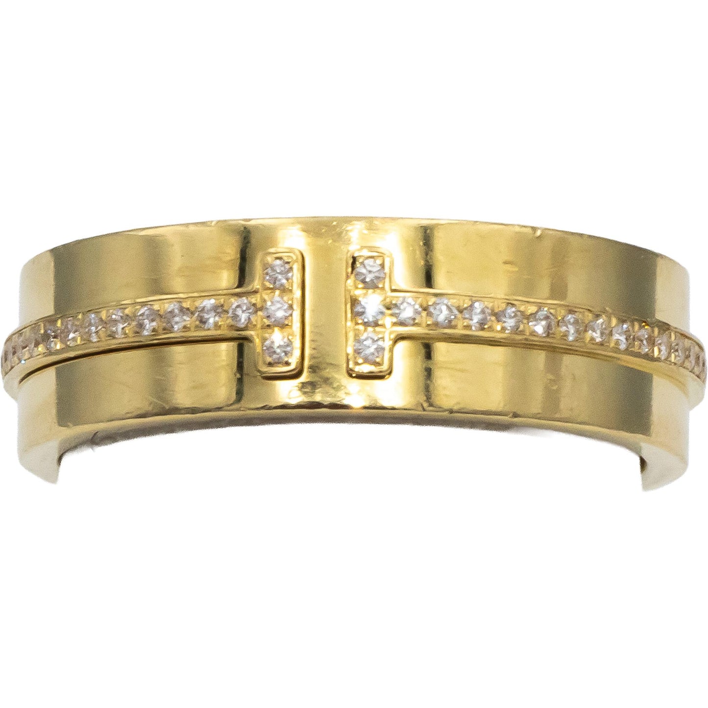 TIFFANY & CO. 18k Yellow Gold VS Round Diamond Tiffany T Ring .13CT 4350 Retail