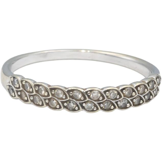 10k White Gold Round Diamond Two Row Band Ring 0.20CT Size 9