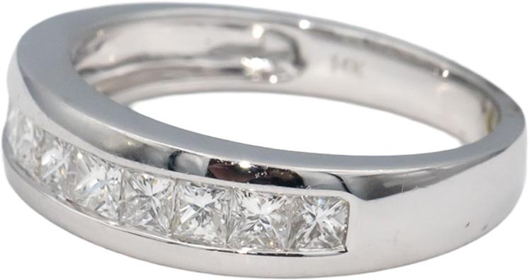 14k White Gold Princess Cut Channel Set VS Diamond Band Ring 1.50CT Size 10