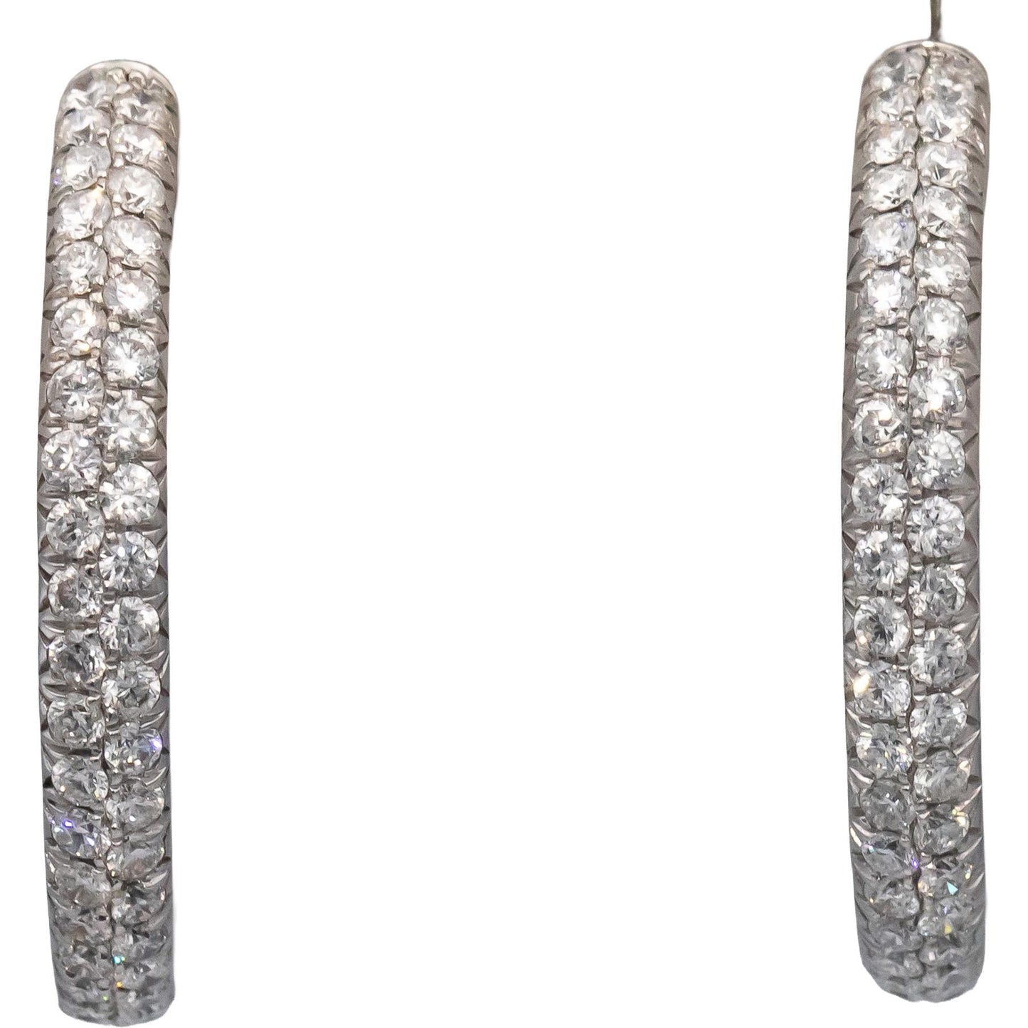 ODELIA Designer 18k White Gold Round Diamond Inside Out Hoop Earrings 3.85CTW