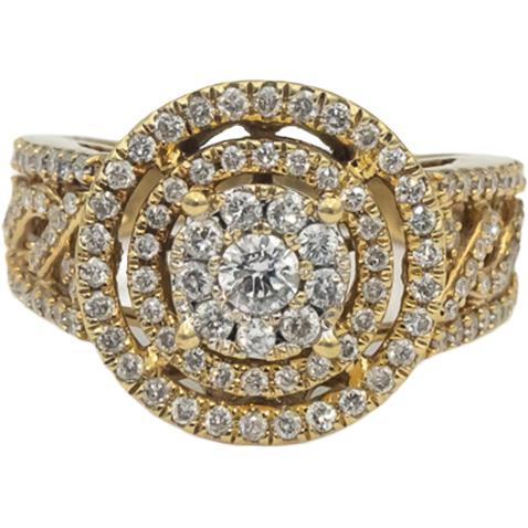 10k Yellow Gold Round Diamond Cluster Cocktail Ring 1.0CT Size 5