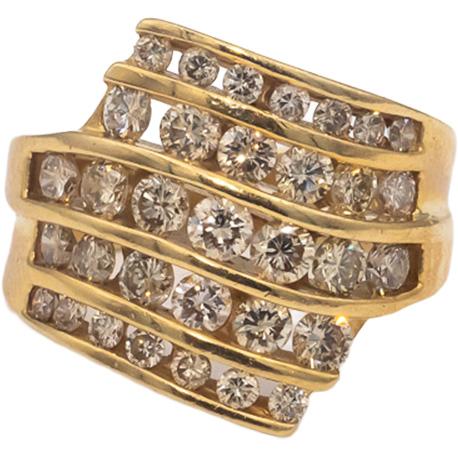14k Yellow Gold Round Channel Set Diamond Cocktail Ring 1.75CT Size 7