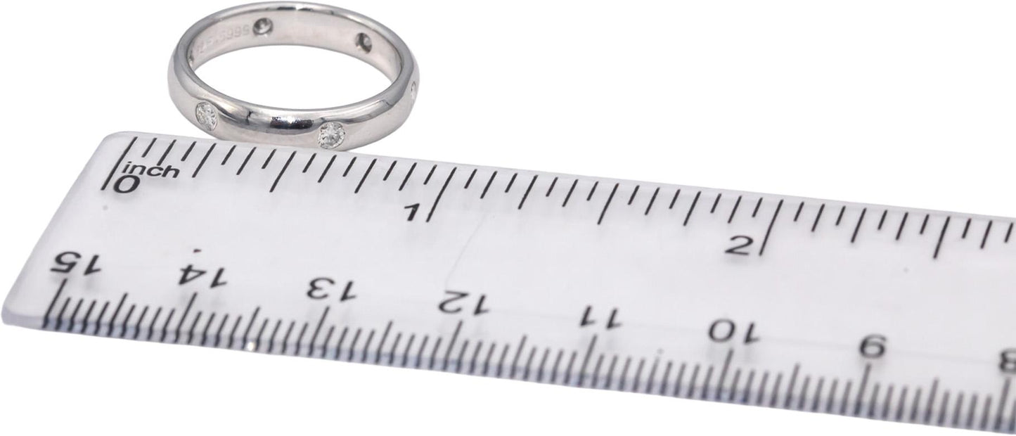 CARTIER 18k White Gold VS Round Diamond Stella Band Ring .25CT Size 6 Euro 52