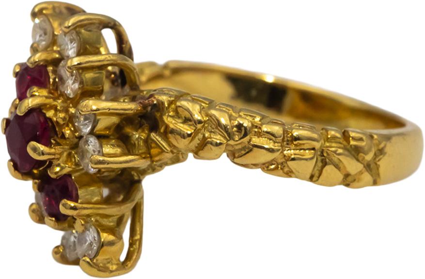 18k Yellow Gold Round Ruby and Diamond Cocktail Ring 0.50CT Size 5.5