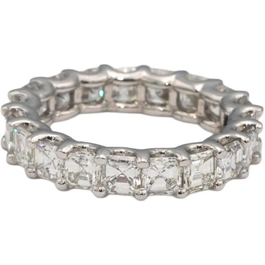 18k White Gold VS Asscher Cut Diamond Eternity Band Ring 6.0CTW Size 6.25
