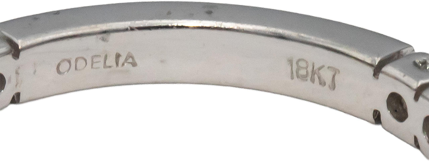 ODELIA 18k White Gold Round Diamond Semi-Eternity Band Ring 0.75CT Size 7