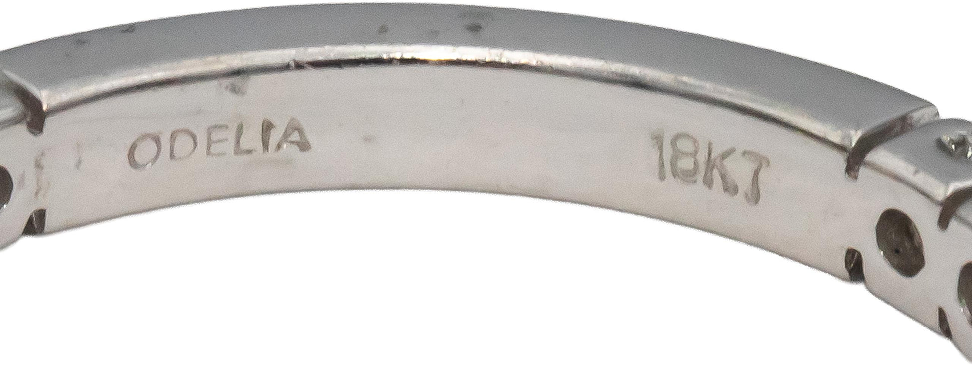 ODELIA 18k White Gold Round Diamond Semi-Eternity Band Ring 0.75CT Size 7