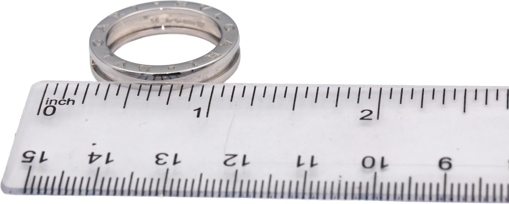 BVLGARI Designer 18k White Gold B.zero1 Band Ring Size 7.75 Euro Size 56