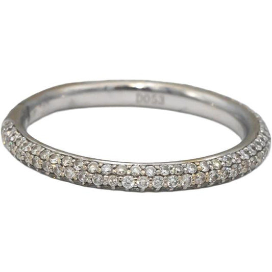 18k White Gold Round Diamond Cluster Semi-Eternity Band Ring 0.53CT Size 6.5
