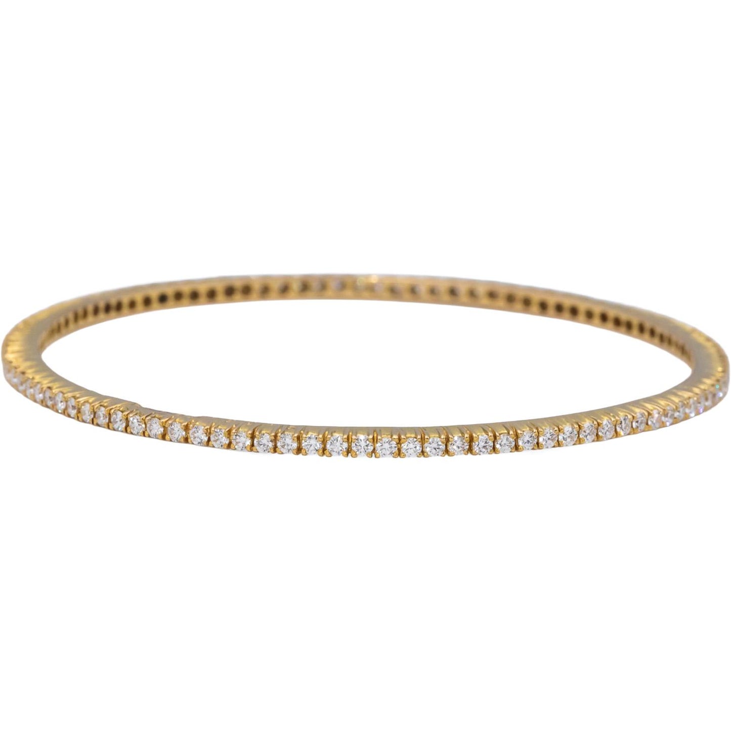 18k Yellow Gold VS Round Diamond Eternity Stackable Bangle Bracelet 2.0CT
