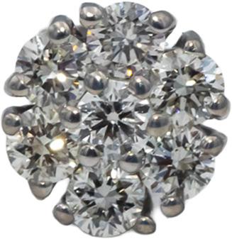 14k White Gold Round Diamond Cluster Stud Flower Earrings 0.73CT