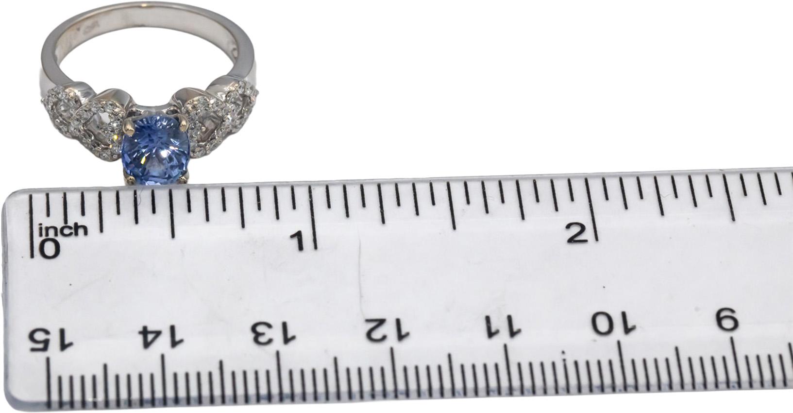 18k White Gold Blue Sapphire & Diamond Heart Cocktail Ring 1.99CTW Size 6.75