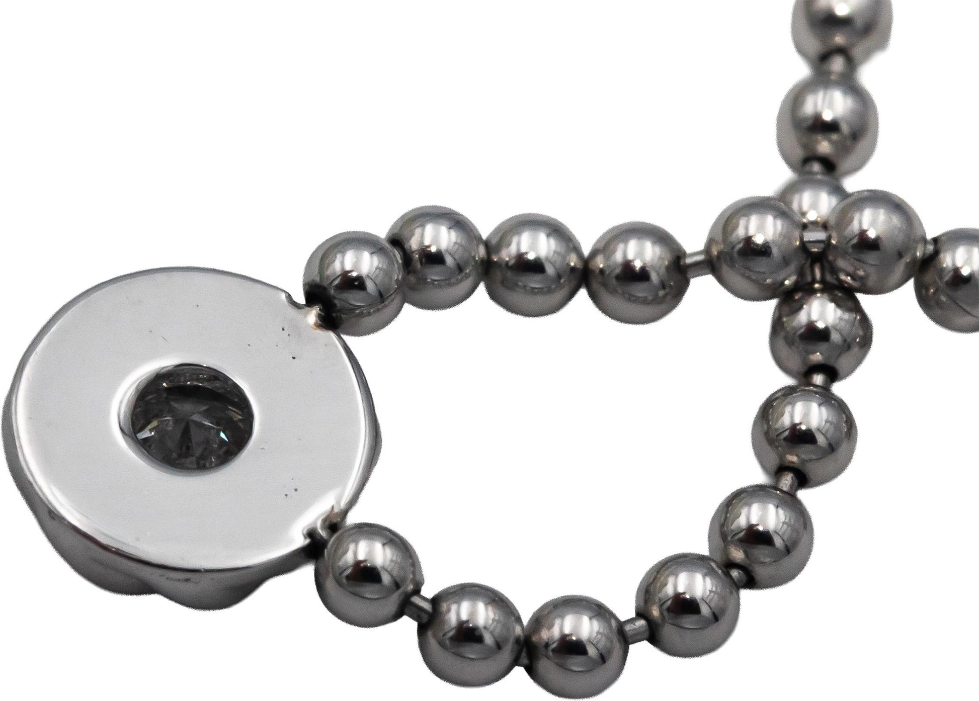 ROBERTO COIN 18k White Gold VS Round Diamond Beaded Necklace 0.10CT