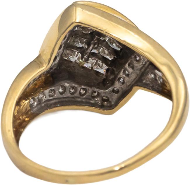 10k Yellow Gold Round & Princess Cut Diamond Cocktail Ring 1.0CT Size 8.25