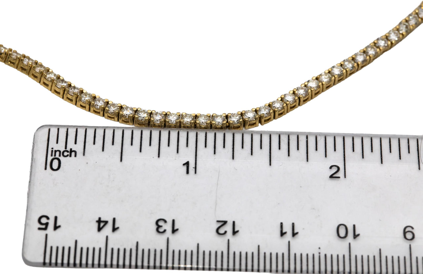 14k Yellow Gold Round Diamond Tennis Necklace 9.09CT