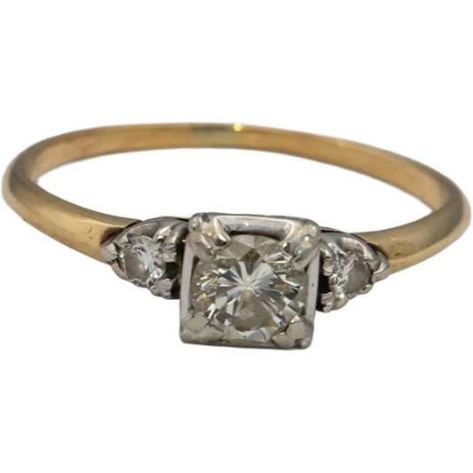 14k Yellow & White Gold Diamond Engagement Ring .50CT w/ 0.44CT Center Size 7.75