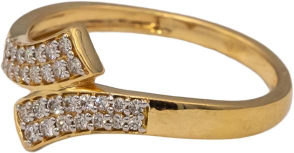 18k Yellow Gold VS Round Diamond Cluster Bypass Ring 0.19CT Size 7.25