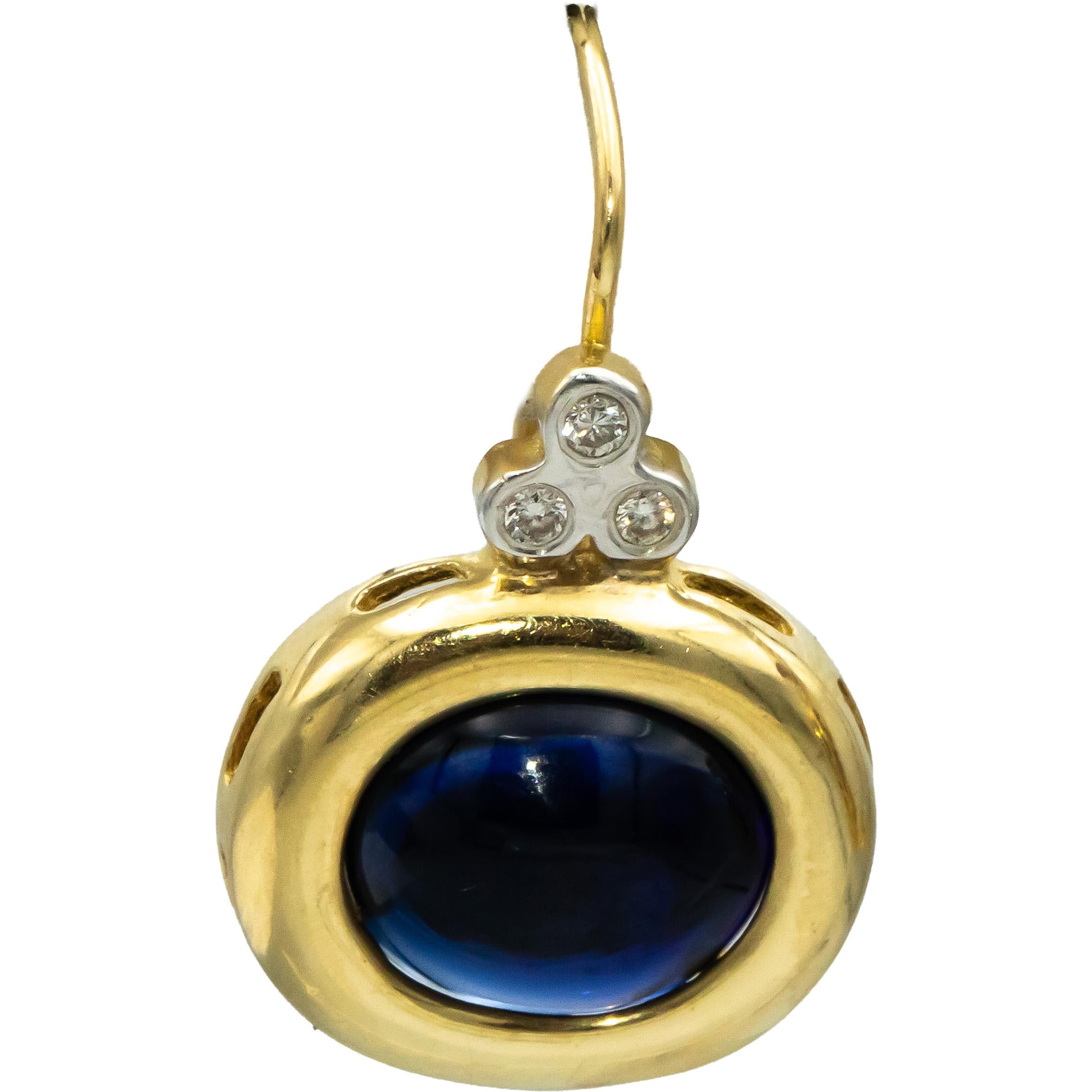 14k Yellow & White Gold Diamond and Synthetic Sapphire Dangle Earrings 8.10CTW