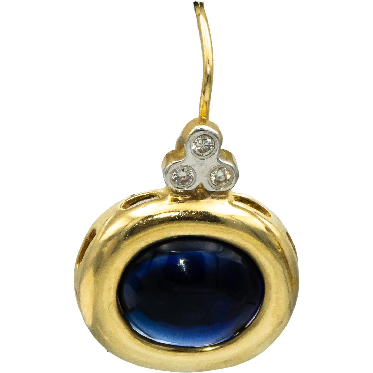 14k Yellow & White Gold Diamond and Synthetic Sapphire Dangle Earrings 8.10CTW
