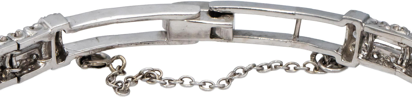 Vintage Antique Platinum VS Round Diamond Double Row Bracelet 3.50CT