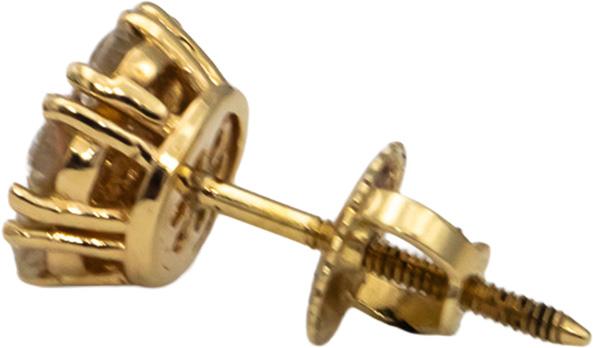 14k Yellow Gold Round Diamond Cluster Stud Screw Back Earrings 1.23CT