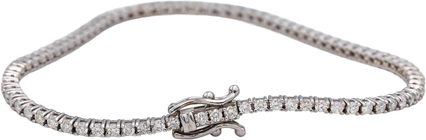 14k White Gold Round Diamond Tennis Bracelet 1.90CT