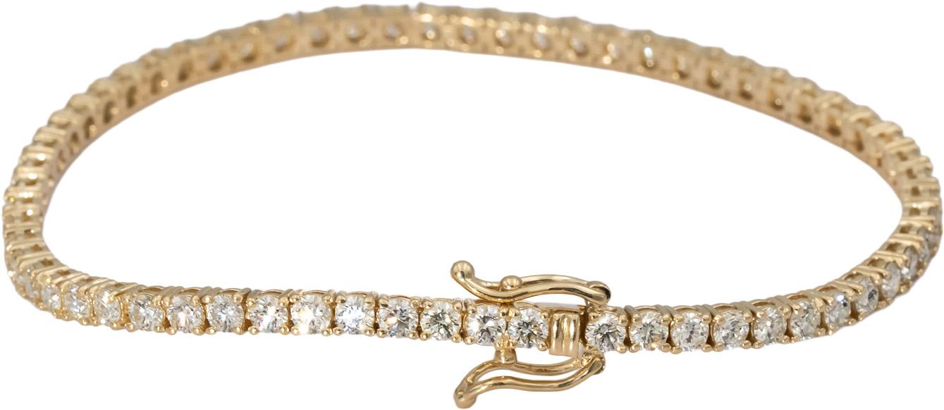 14k Yellow Gold VS Round Diamond Tennis Bracelet 4.56CT