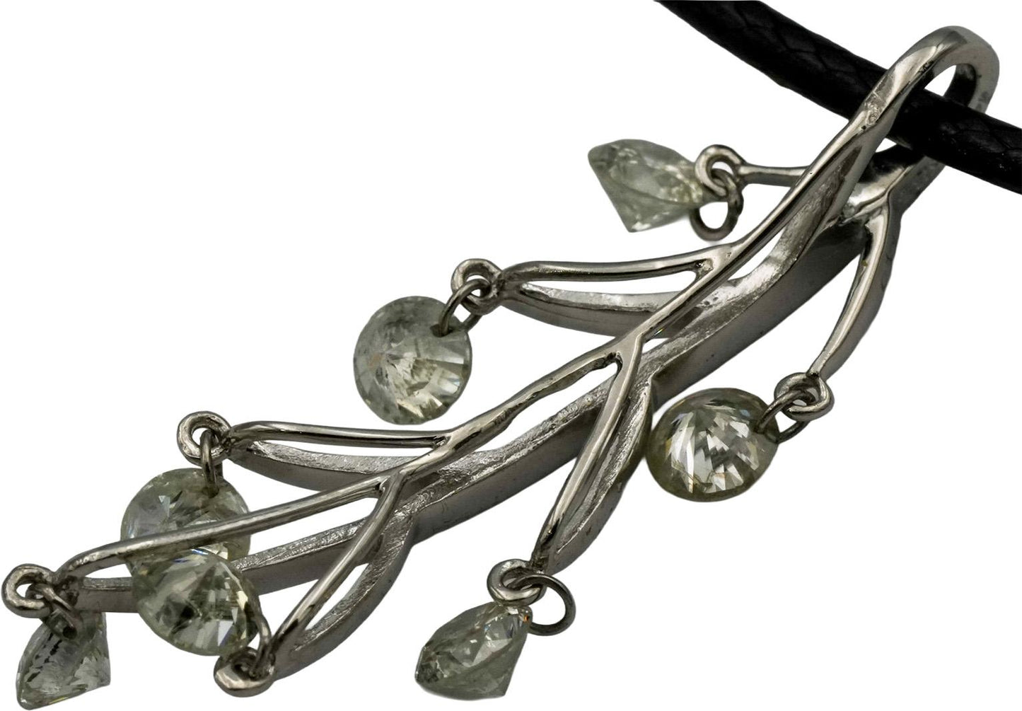 14k White Gold Round Diamond Dangle Floral Pendant Necklace 1.40CT