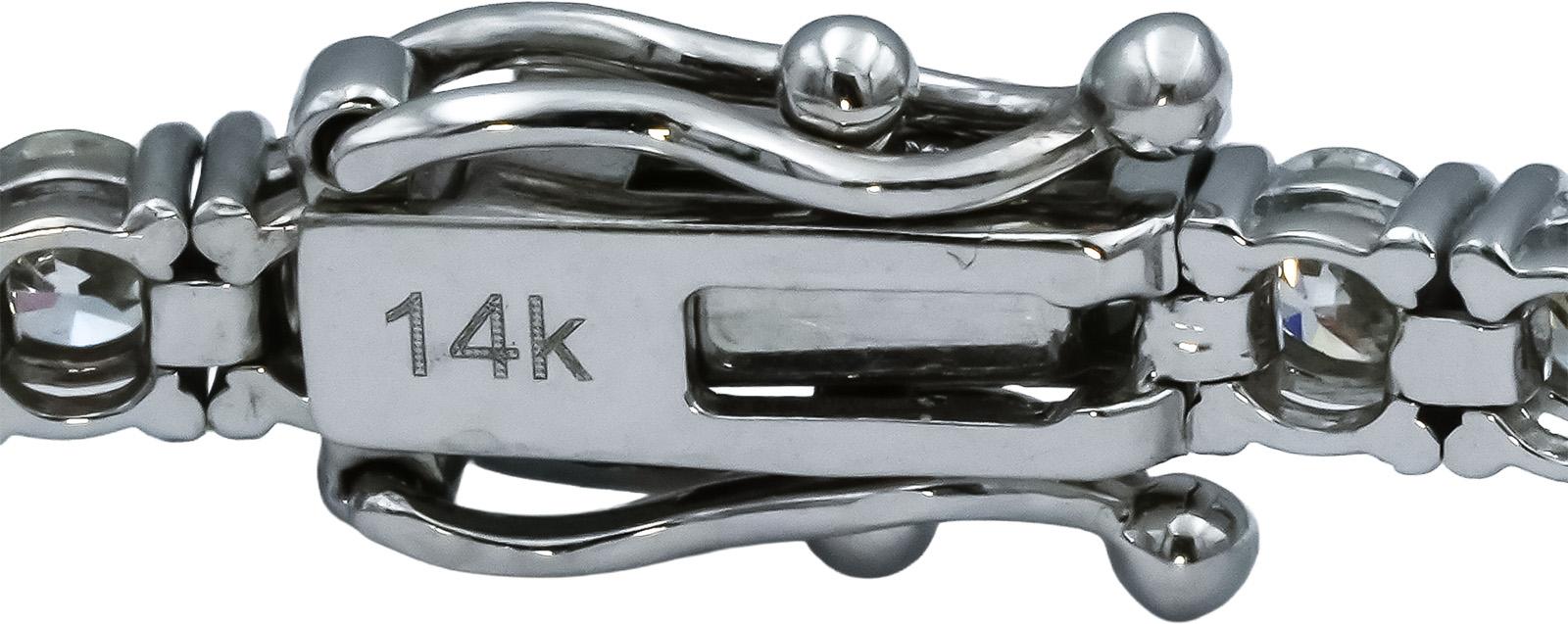 14k White Gold VS Round Diamond Tennis Bracelet 4.95CT