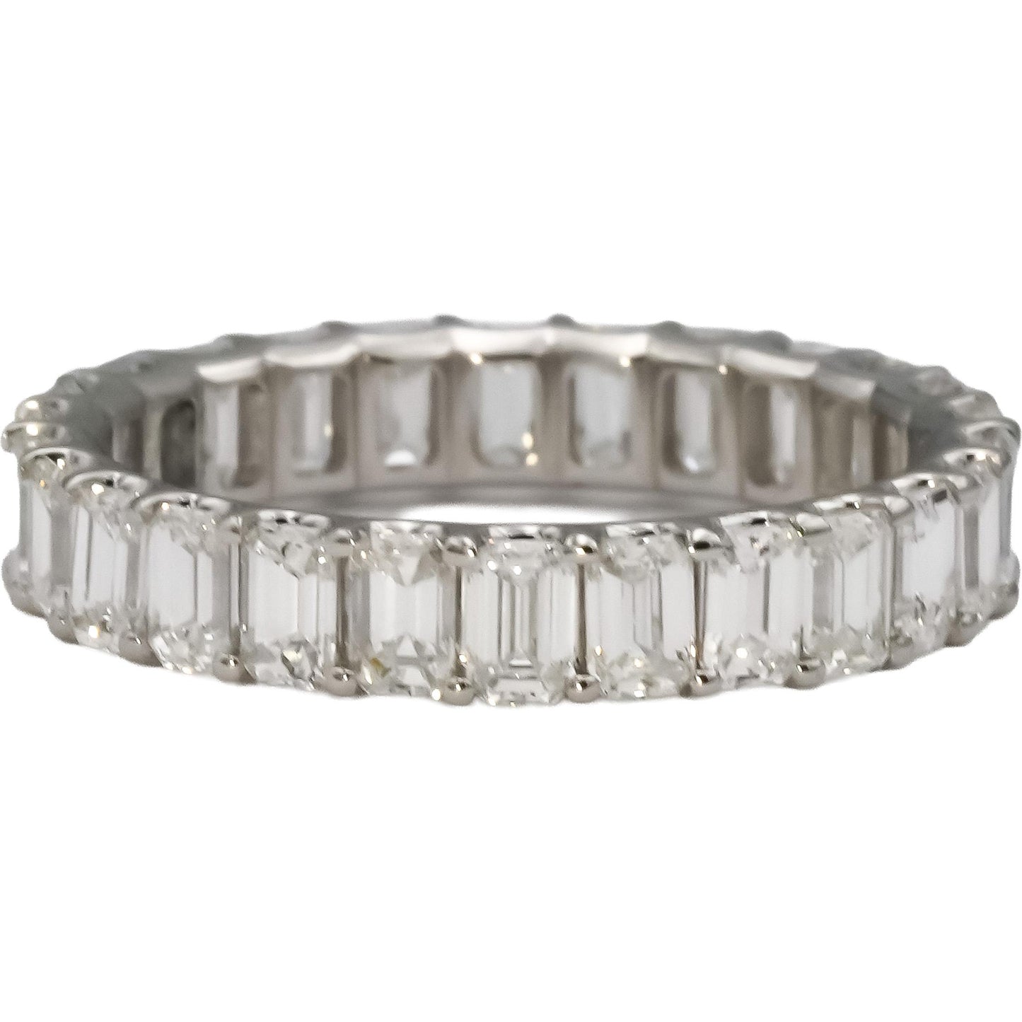 14k White Gold VS Emerald Cut Diamond Eternity Band Ring 3.10CT Size 6.5
