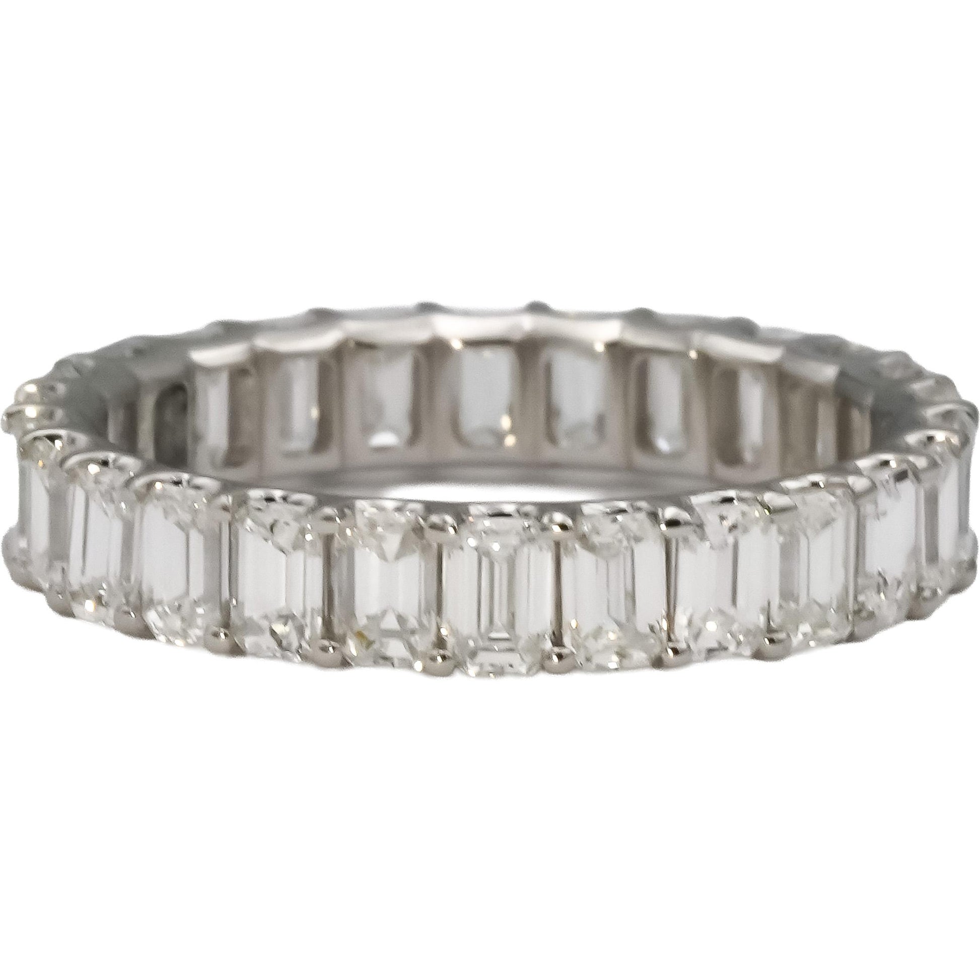 14k White Gold VS Emerald Cut Diamond Eternity Band Ring 3.10CT Size 6.5