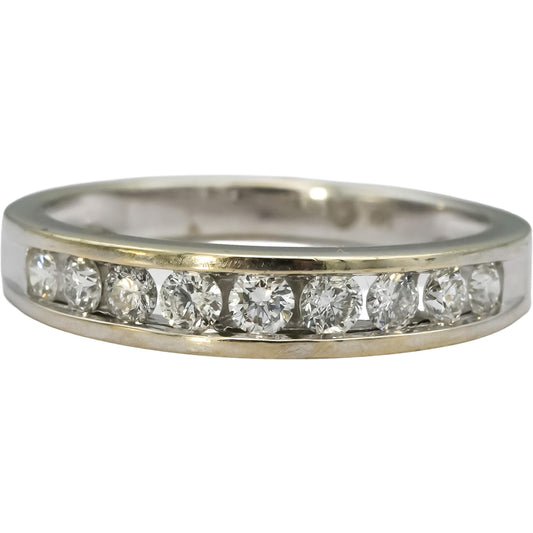 14k White Gold Round Channel Set Diamond Band Ring 0.45CT Size 7.25