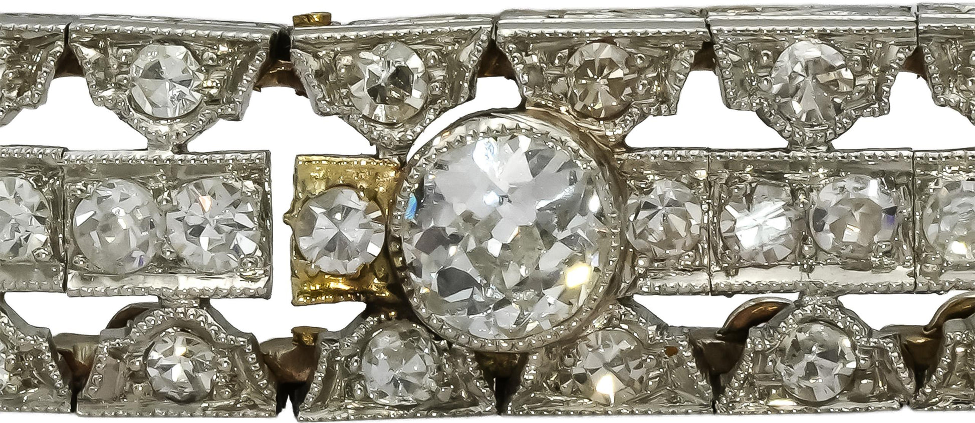 Vintage Antique Platinum 14k Gold VS Diamond Three Row Bracelet 4.10CT