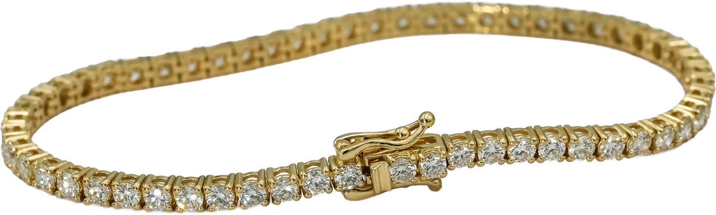 14k Yellow Gold VS Round Diamond Tennis Bracelet 4.69CT