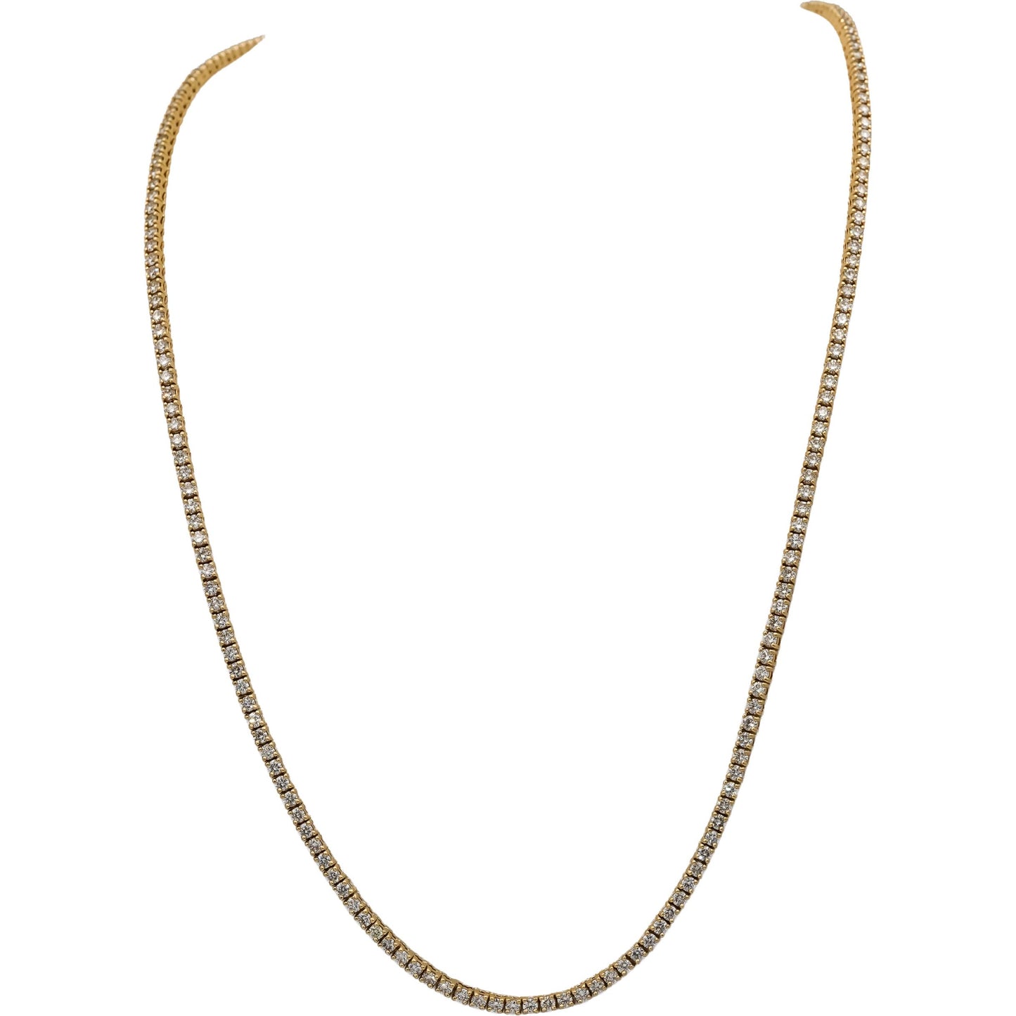 14k Yellow Gold Round Diamond Tennis Necklace 11.31CT