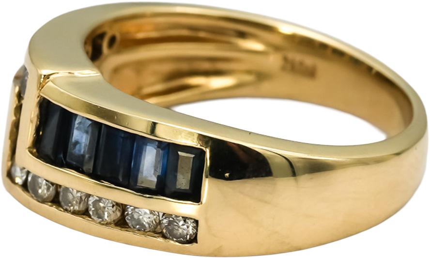 BH EFFY 14k Yellow Gold Diamond and Sapphire Band Ring 1.15CT Size 7.25