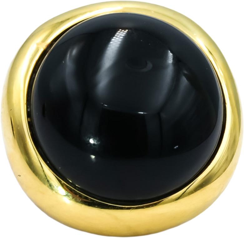 TIFFANY & CO. 18k Yellow Gold Cabochon Onyx Clip On Earrings