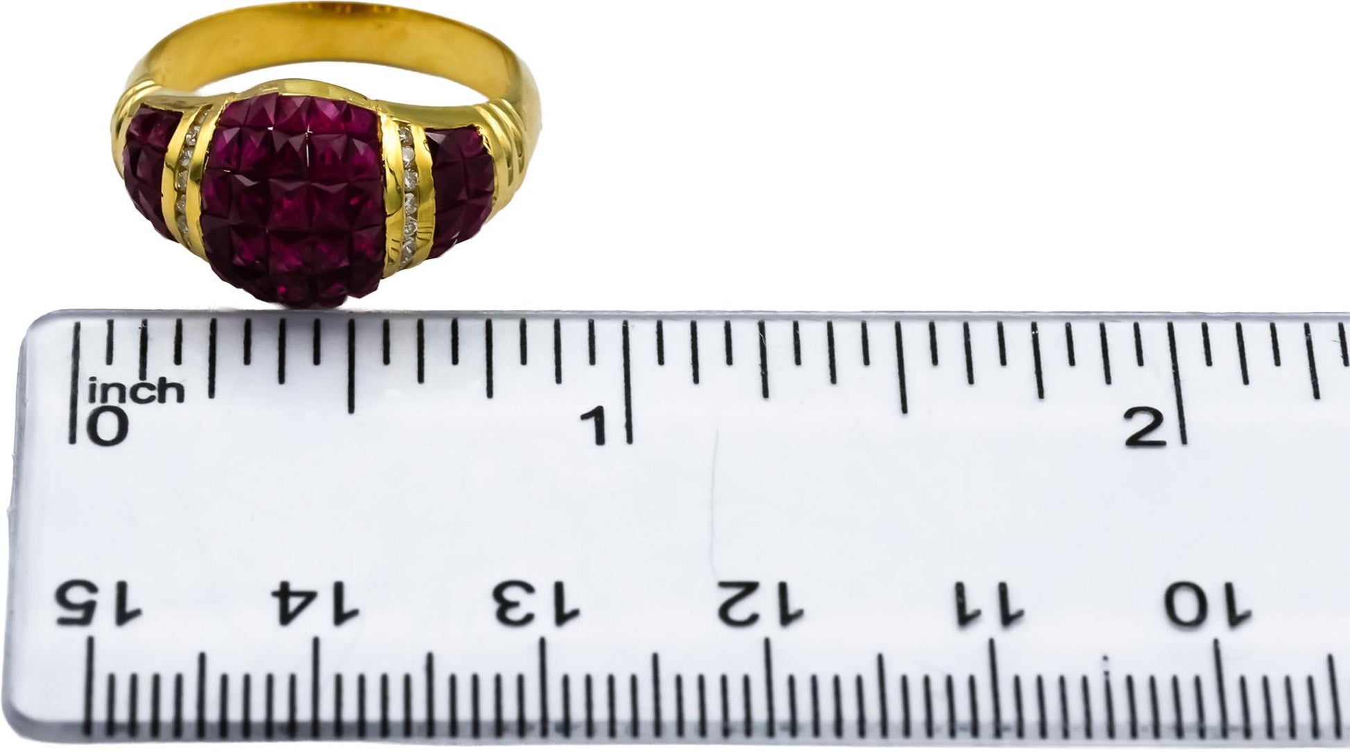 18k Yellow Gold VS Diamond and Ruby Cluster Cocktail Ring 4.60CTW Size 7