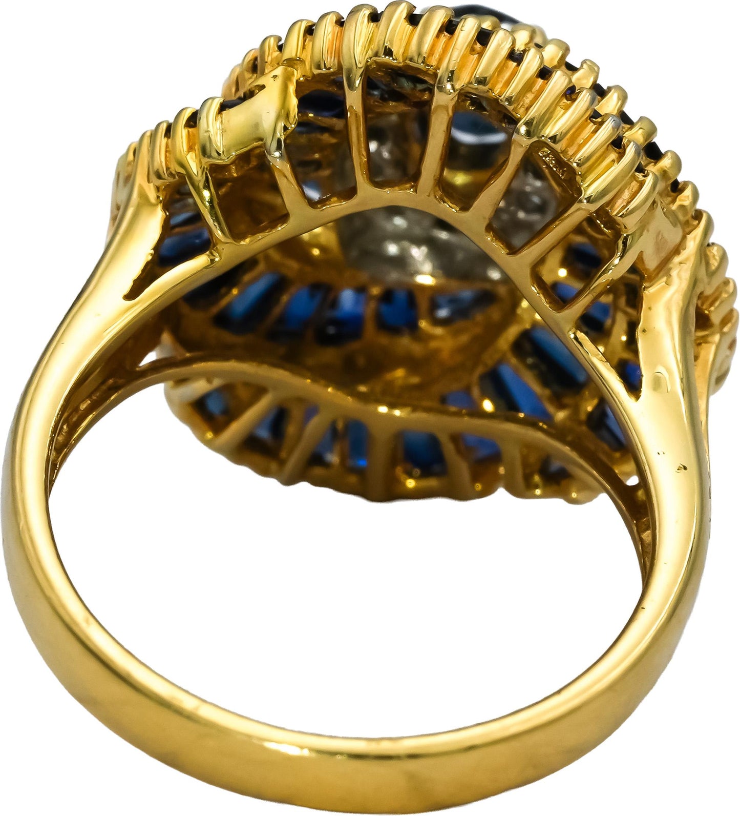 LE VIAN 18k Yellow Gold Diamond & Sapphire Spiral Cocktail Ring 3.20CT Size 6.25