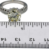 10k White Gold Round Diamond Engagement Ring 3.74CT w/ 3.26CT Center Size 6.75