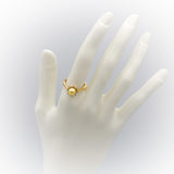 18k Yellow Gold Round Diamond and Golden Pearl Ring 0.12CT Size 7.25