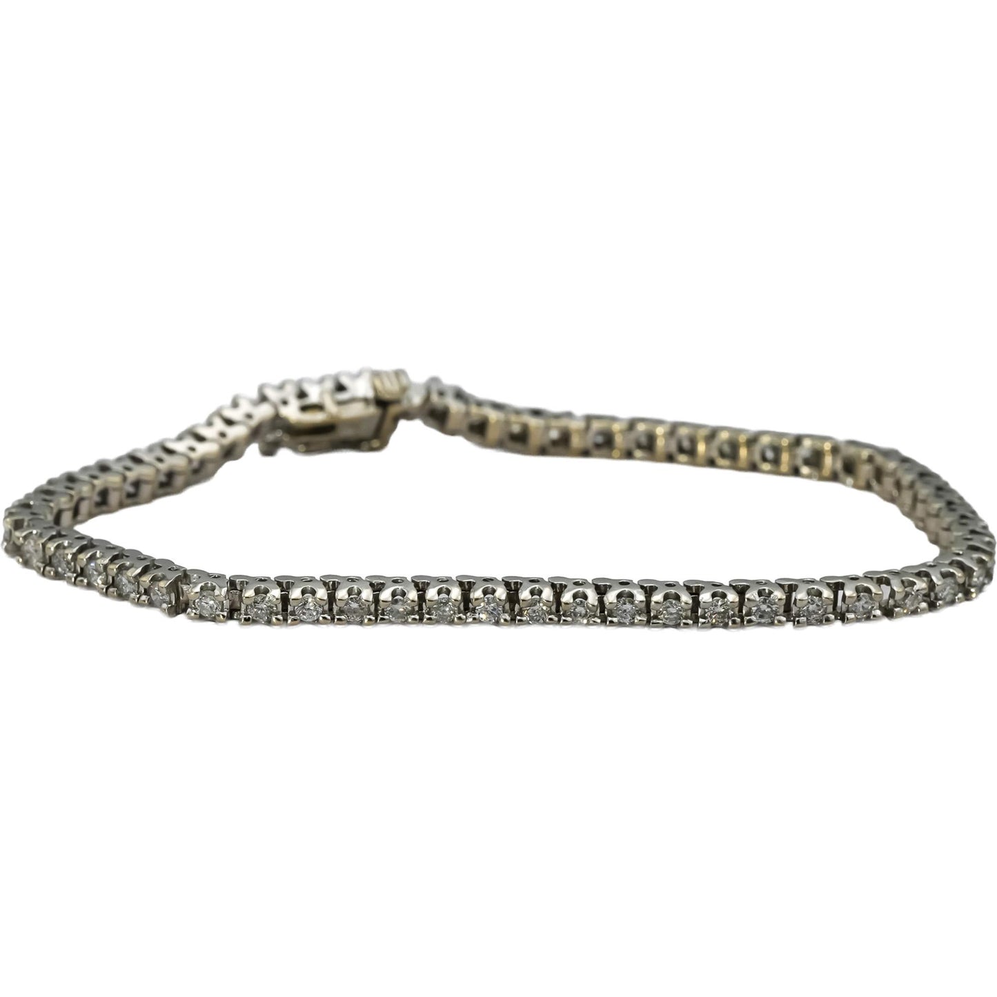 14k White Gold Round Diamond Tennis Bracelet 2.10CT