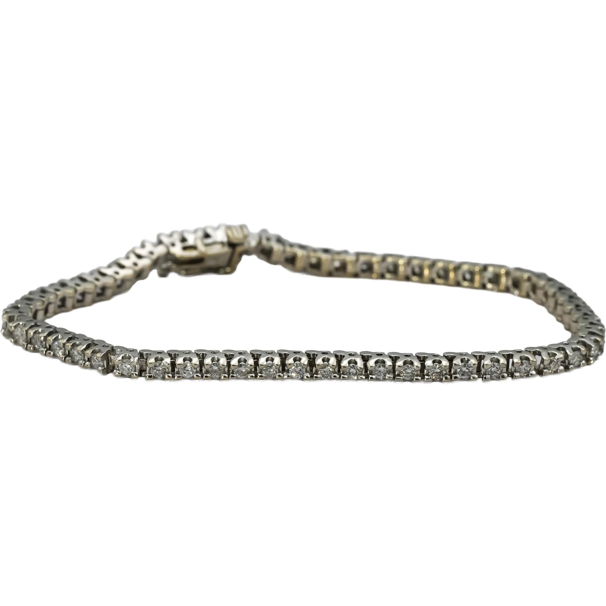 14k White Gold Round Diamond Tennis Bracelet 2.10CT