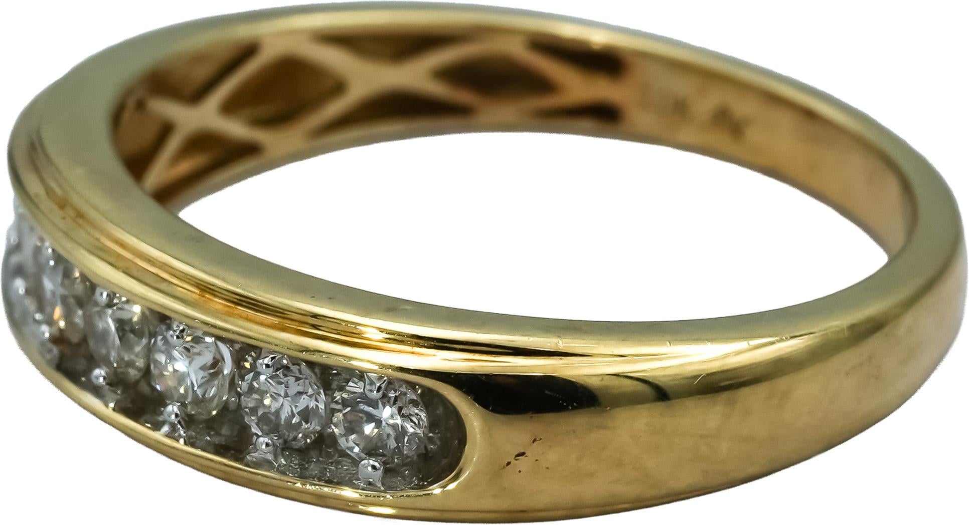10k Yellow Gold Round Channel Set Diamond Band Ring 0.50CT Size 10