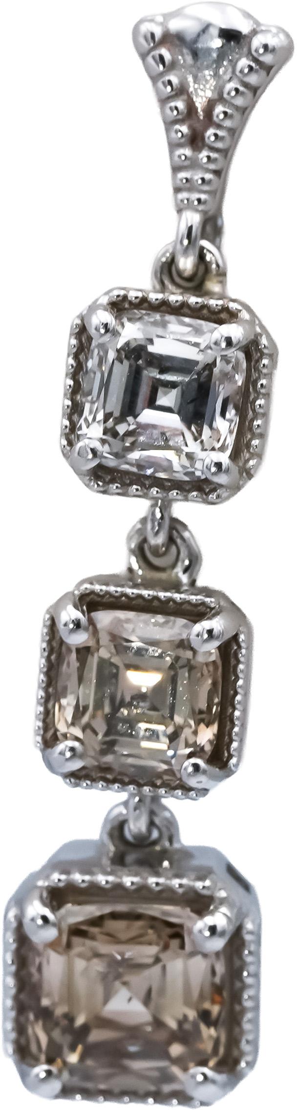 CGL Certified 14k White Gold Asscher Cut Diamond Drop Dangle Earrings 2.40CT